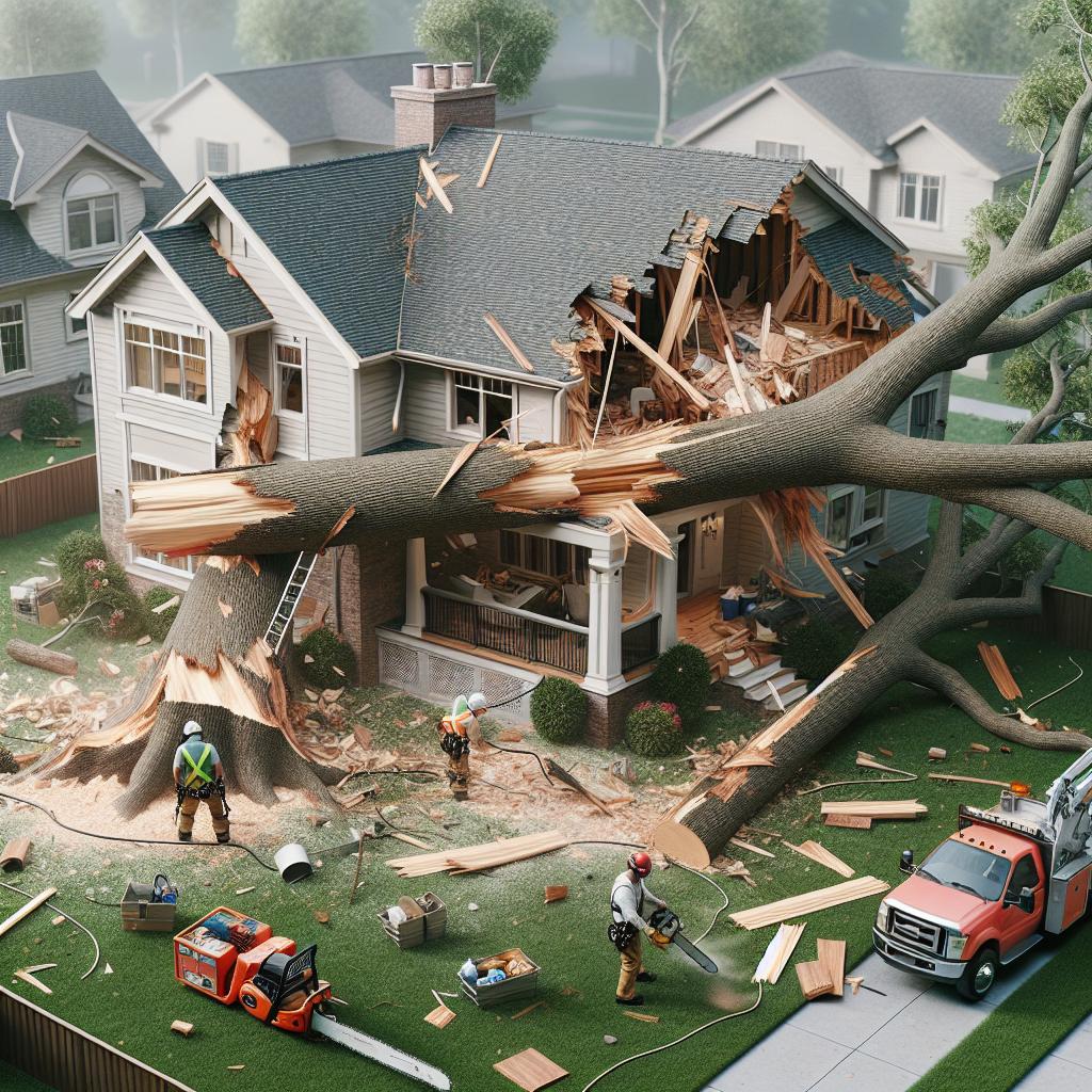 "Storm Damaged Home, Tree Removal"