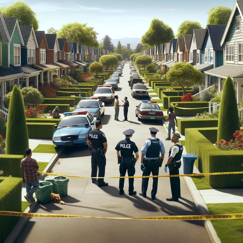 Police line in neighborhood