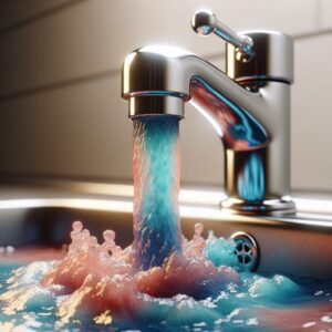 Discolored water flowing from faucet