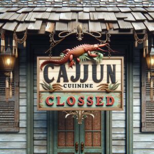 "Cajun restaurant closing sign"