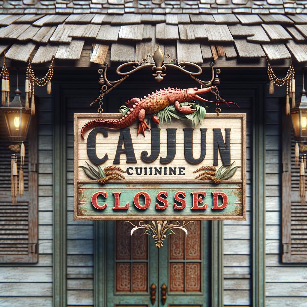 "Cajun restaurant closing sign"
