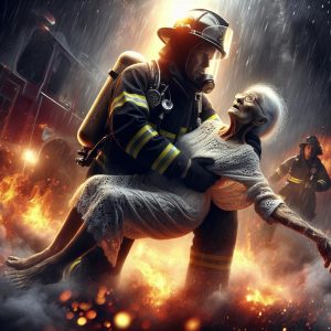 Elderly person rescued from fire