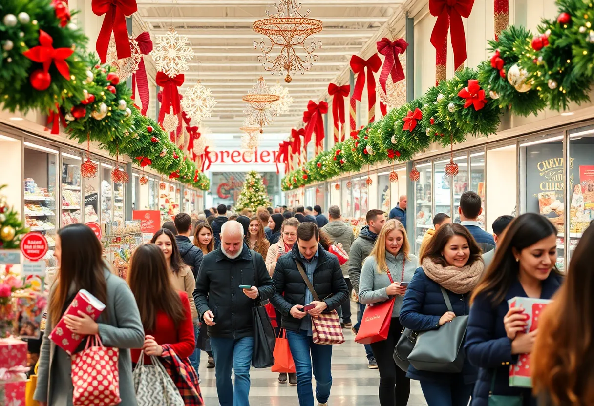 Crowded store during the last-minute holiday shopping rush in Shreveport.