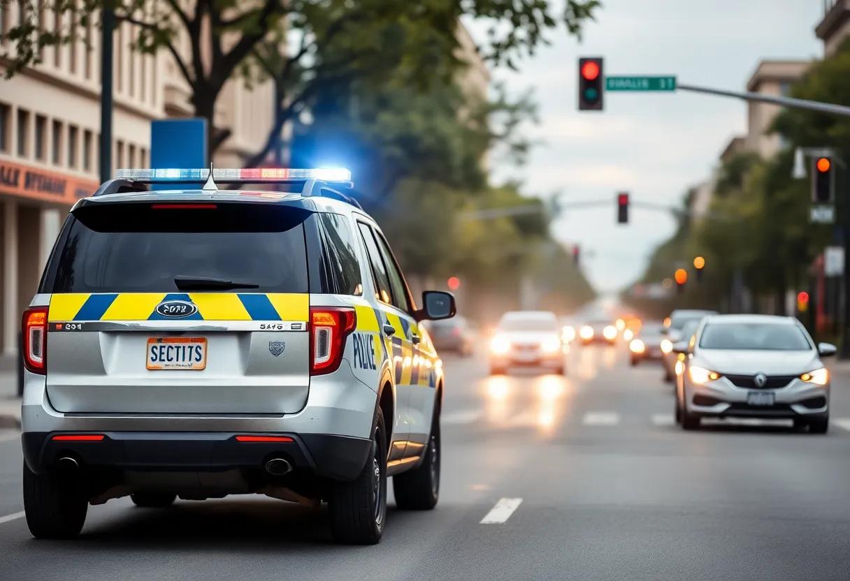 Police vehicle stopping a car in Shreveport