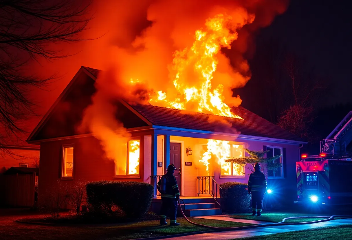 Firefighters battling a house fire in Shreveport
