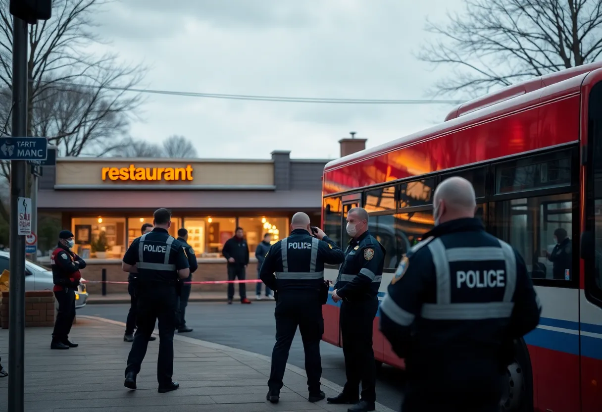 Police presence at Shreveport bus stop following shooting incident.