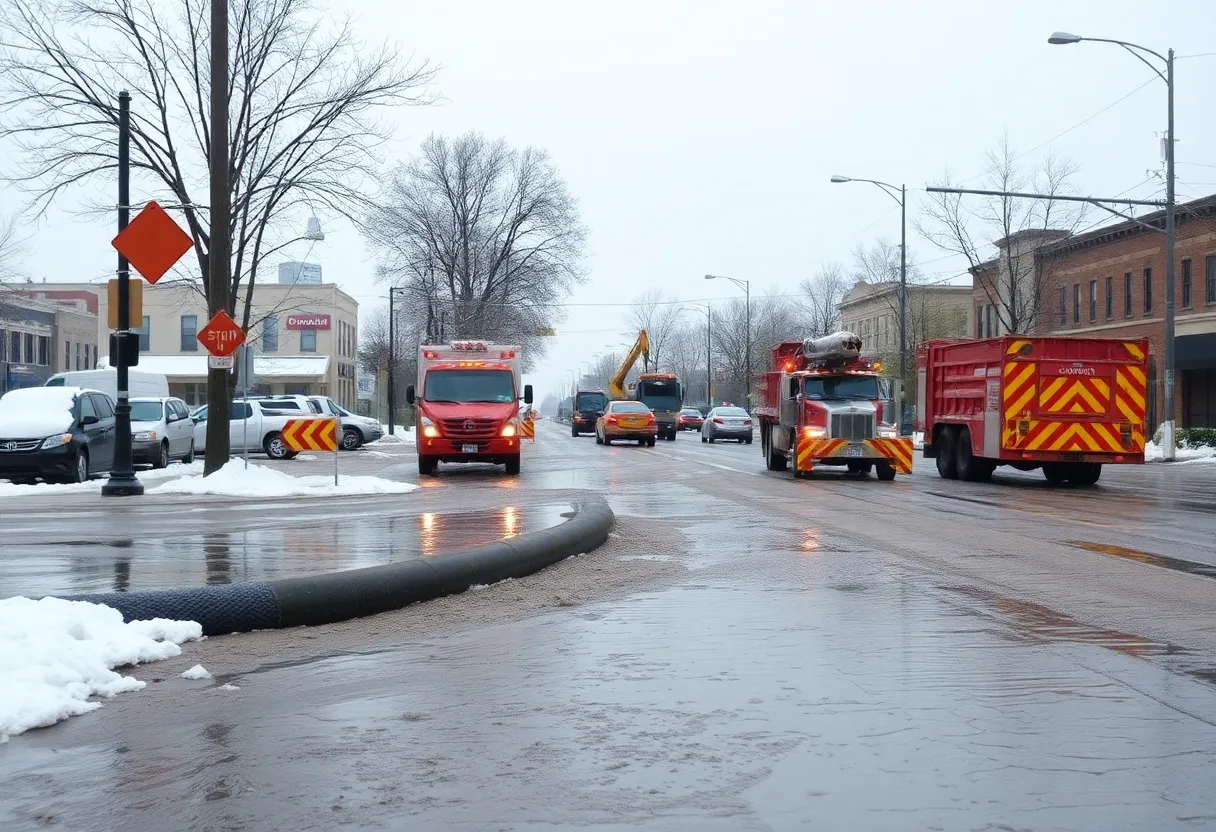Flooded street in Shreveport due to water main break