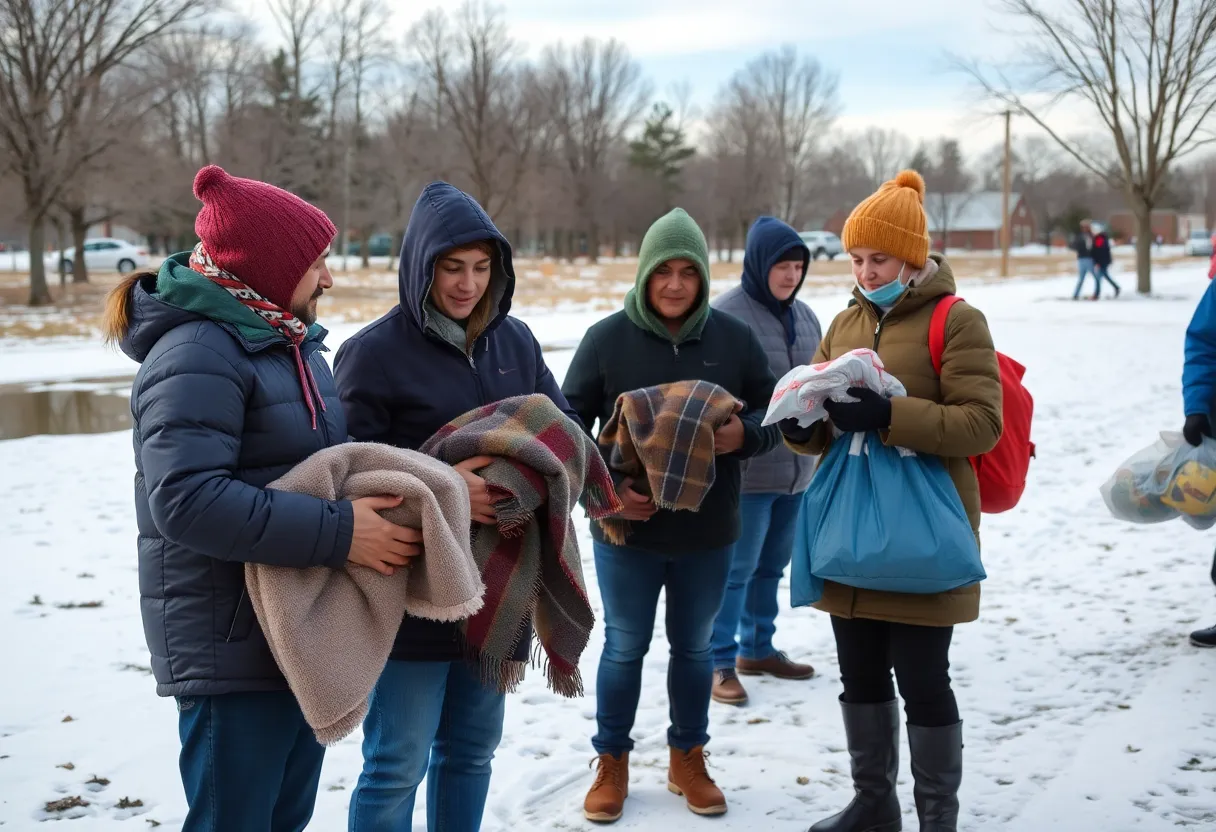 Volunteers providing winter assistance to homeless individuals in Shreveport