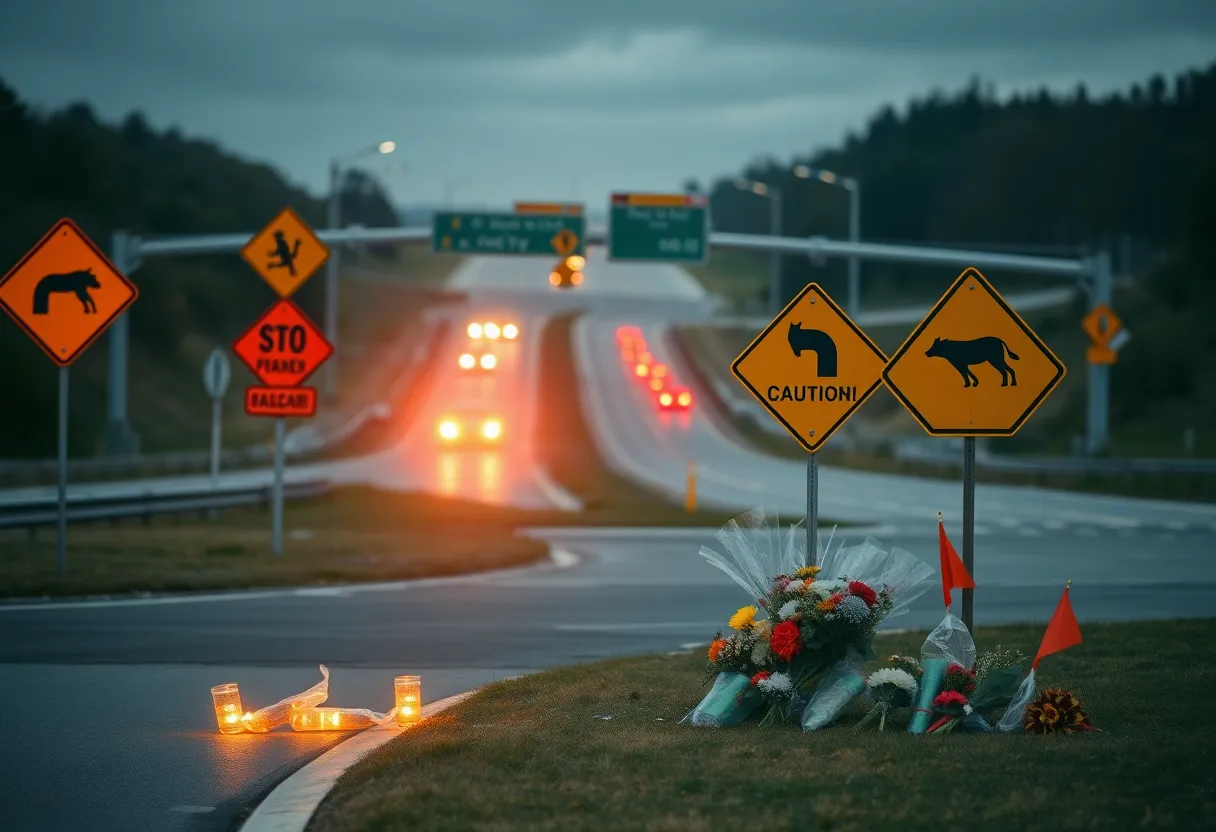 Intersection of Mansfield Road and New Moon Drive, a site of a recent car accident.