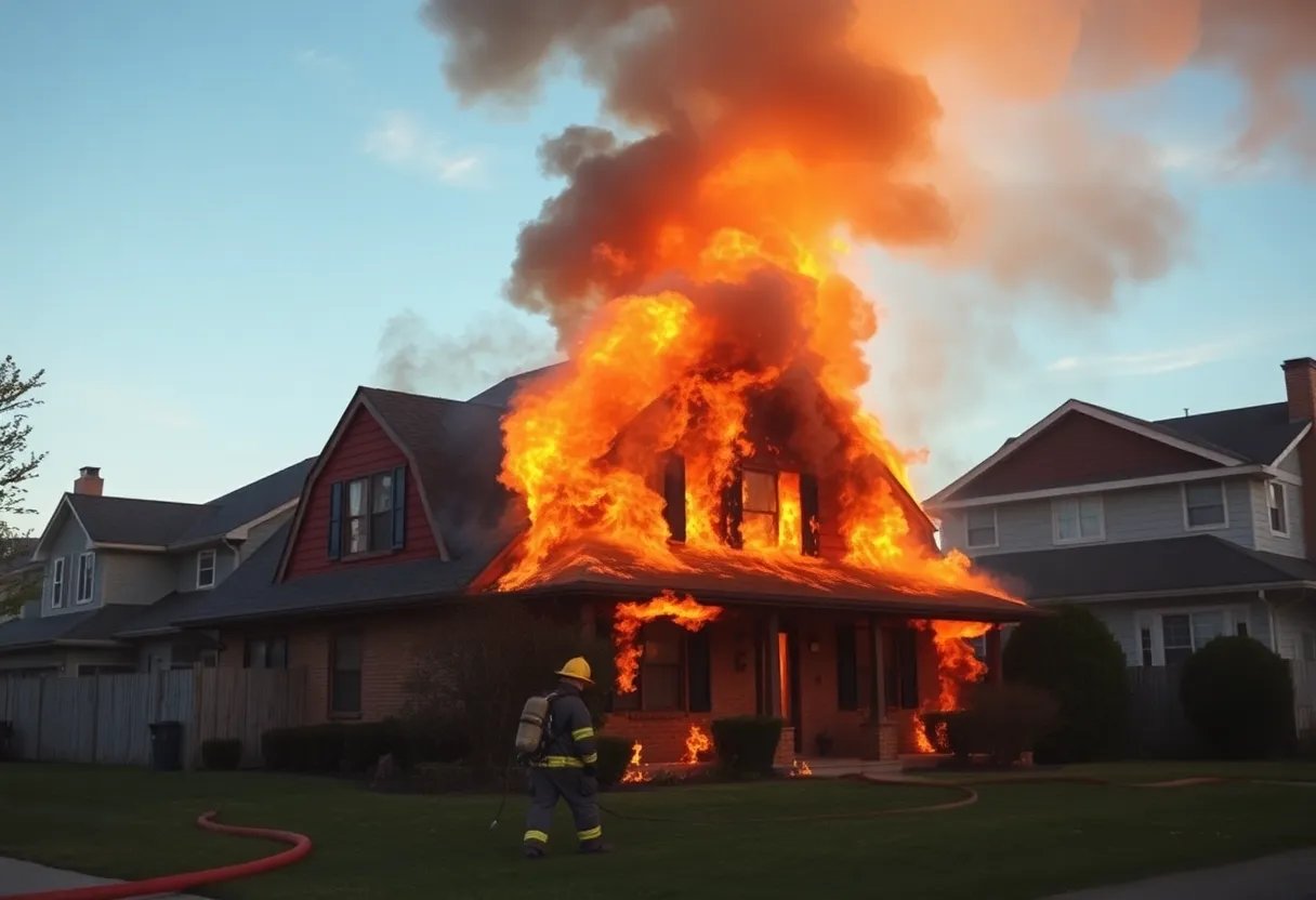 Firefighters in action during a house fire in Southern Trace neighborhood, Shreveport.