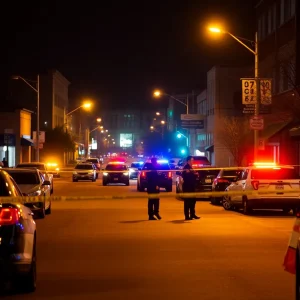 Police activity in downtown Shreveport following a shooting incident