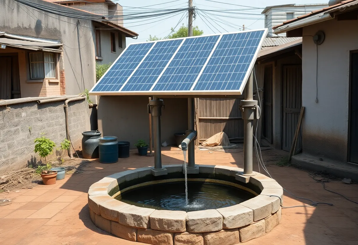 A water well and solar panel installation at The Highland Center in Shreveport