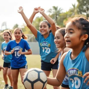 Young female athletes training together in a supportive environment