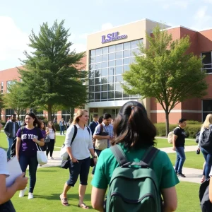 LSU Shreveport College of Business campus with students