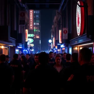 Police officers responding to a nightclub incident in Shreveport.