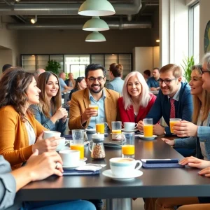 Local business leaders networking at the Shreveport-Bossier Business Exchange breakfast.
