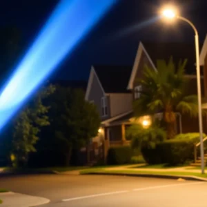 Police lights at a residential burglary scene in Shreveport