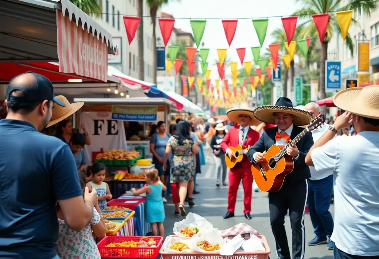 Environment of the Shreveport Taco Wars with colorful stalls and festive activities