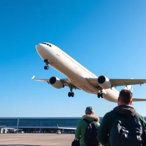 Allegiant Air airplane taking off from Shreveport Regional Airport