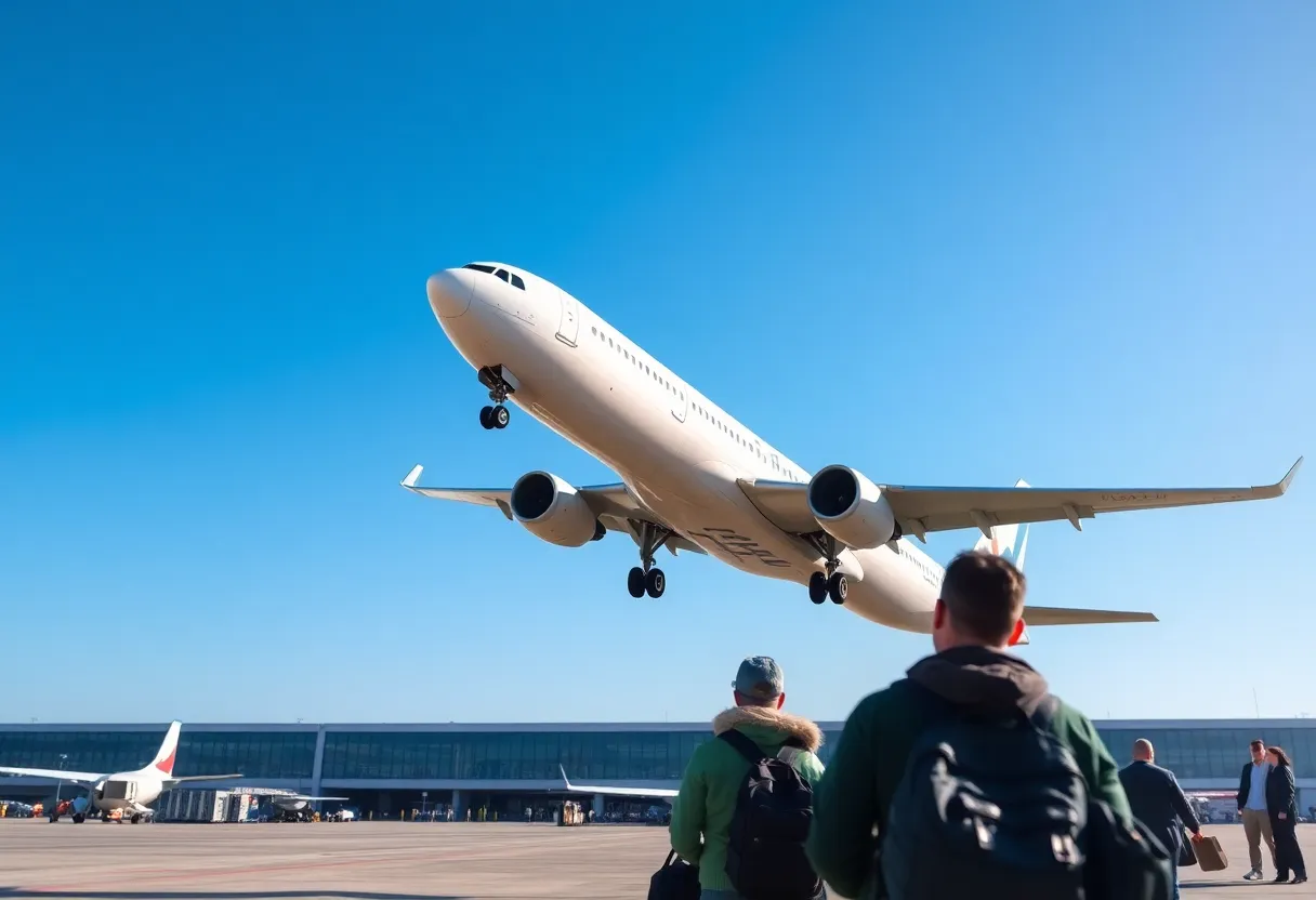 Allegiant Air airplane taking off from Shreveport Regional Airport
