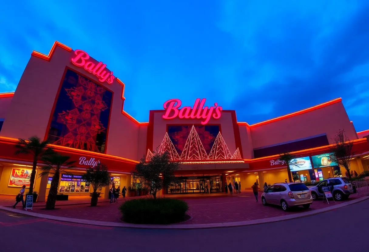 Bally's Shreveport Casino illuminated at twilight