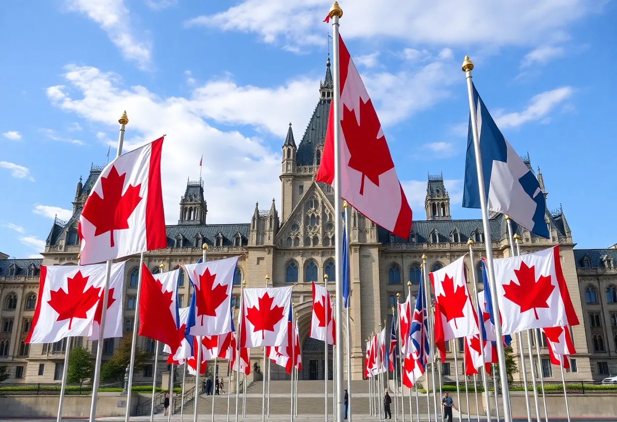 A representation of the Canadian Parliament during a political transition.