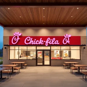 Concept design of the expanded Chick-fil-A restaurant on Youree Drive