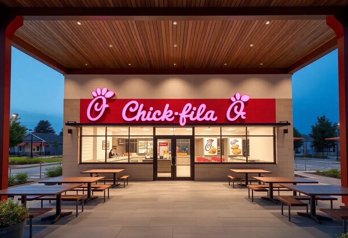Concept design of the expanded Chick-fil-A restaurant on Youree Drive