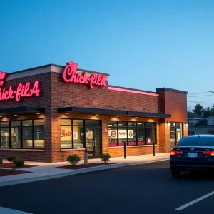 Rendering of the new Chick-fil-A restaurant in Shreveport
