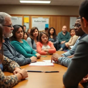 Parents and officials discussing local school closures