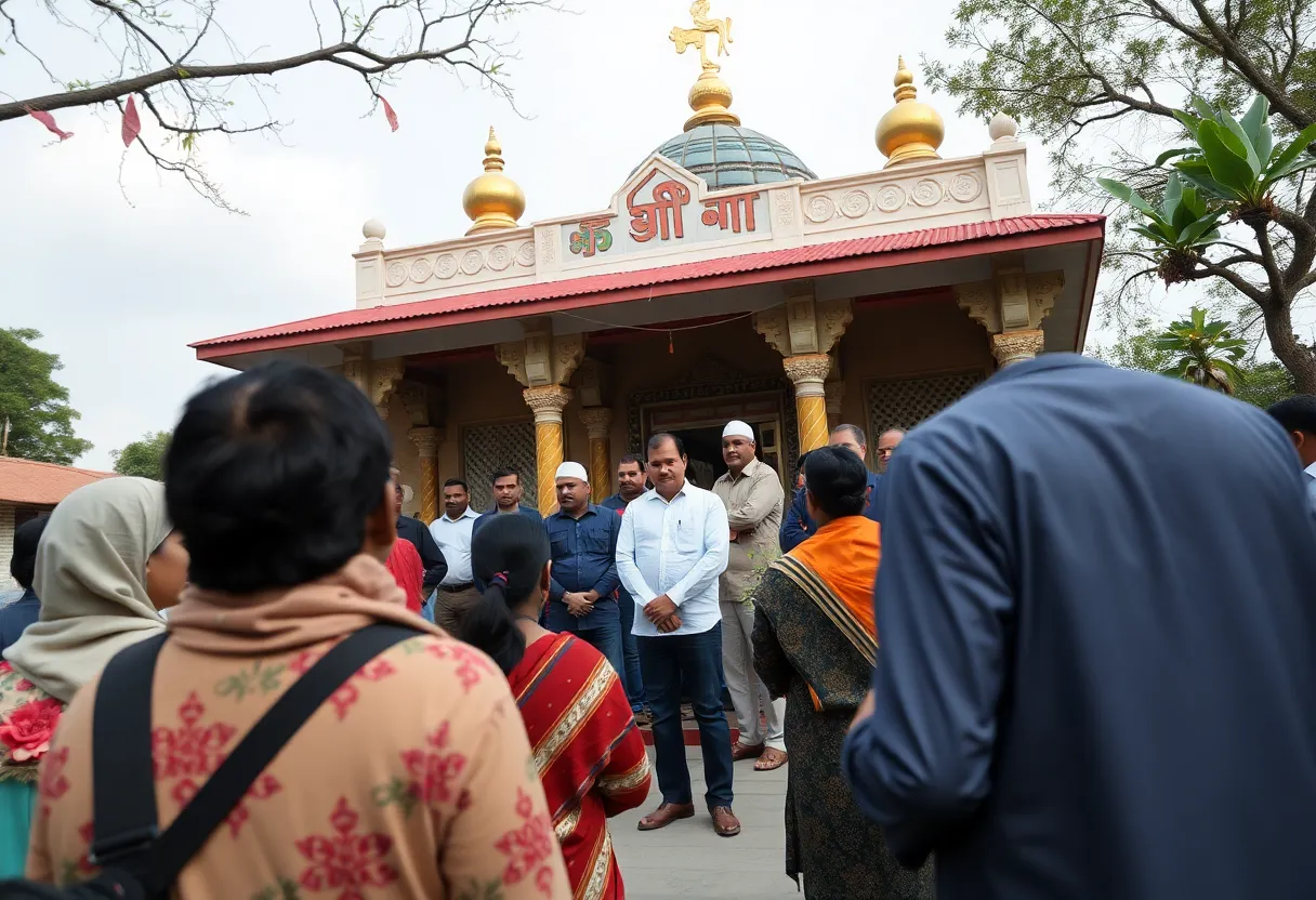 Community members gathering outside a temple in Shreveport.