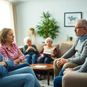 Family discussing financial matters regarding an elderly loved one