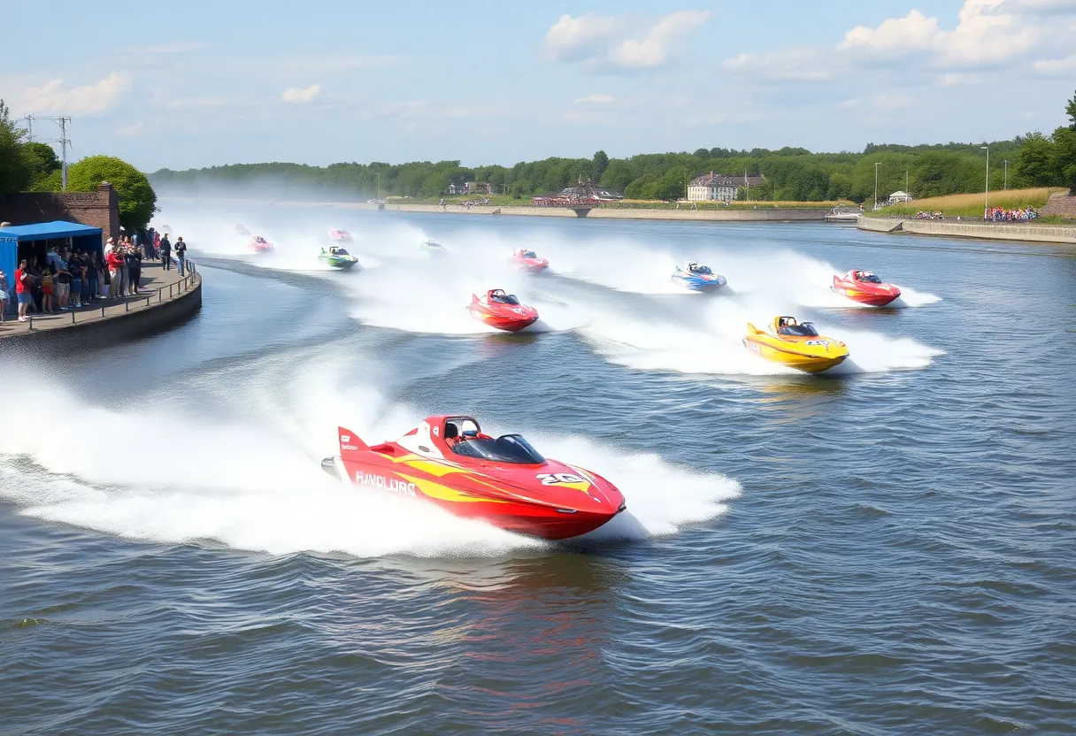 Formula One powerboats racing on the river at the Red River Rumble in Bossier City