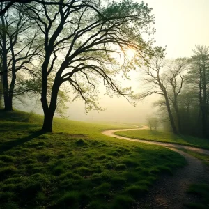 A winding path through a serene landscape, symbolizing hope.