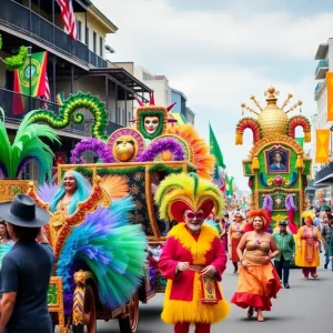 Mardi Gras parade featuring colorful floats in New Orleans
