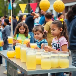 Children at Lemonade Day selling lemonade