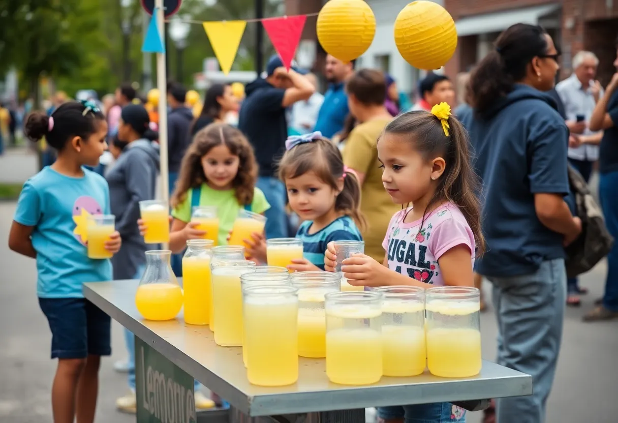 Children at Lemonade Day selling lemonade