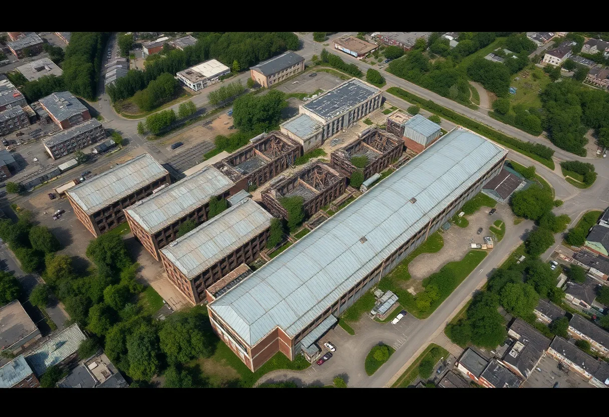 Aerial view of the Libbey Glass Factory site in Shreveport
