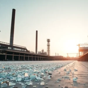 Former Libbey Glass Plant in Shreveport, LA, showcasing remnants of glass production