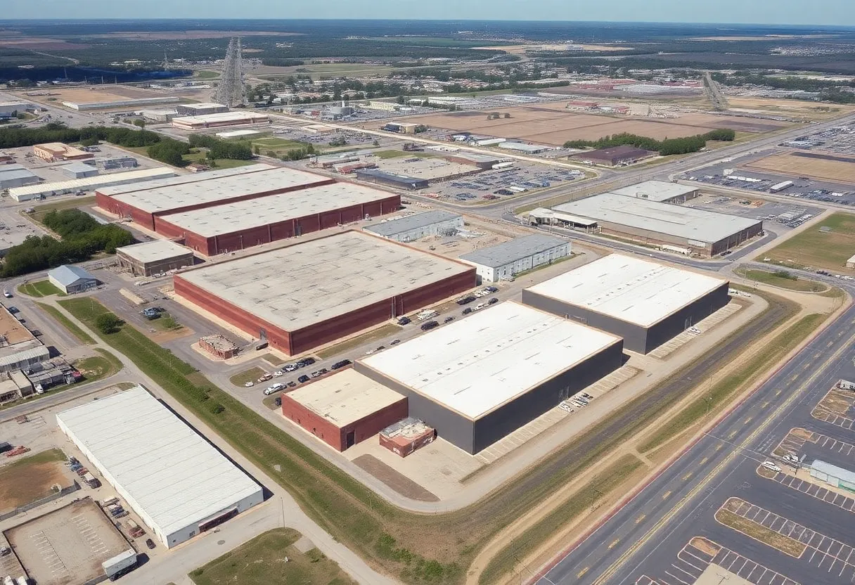 Aerial view of the former Libbey Glass Plant in Shreveport, Louisiana