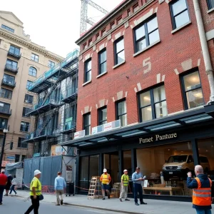 Ground view of the redeveloped Petroleum Tower in Shreveport