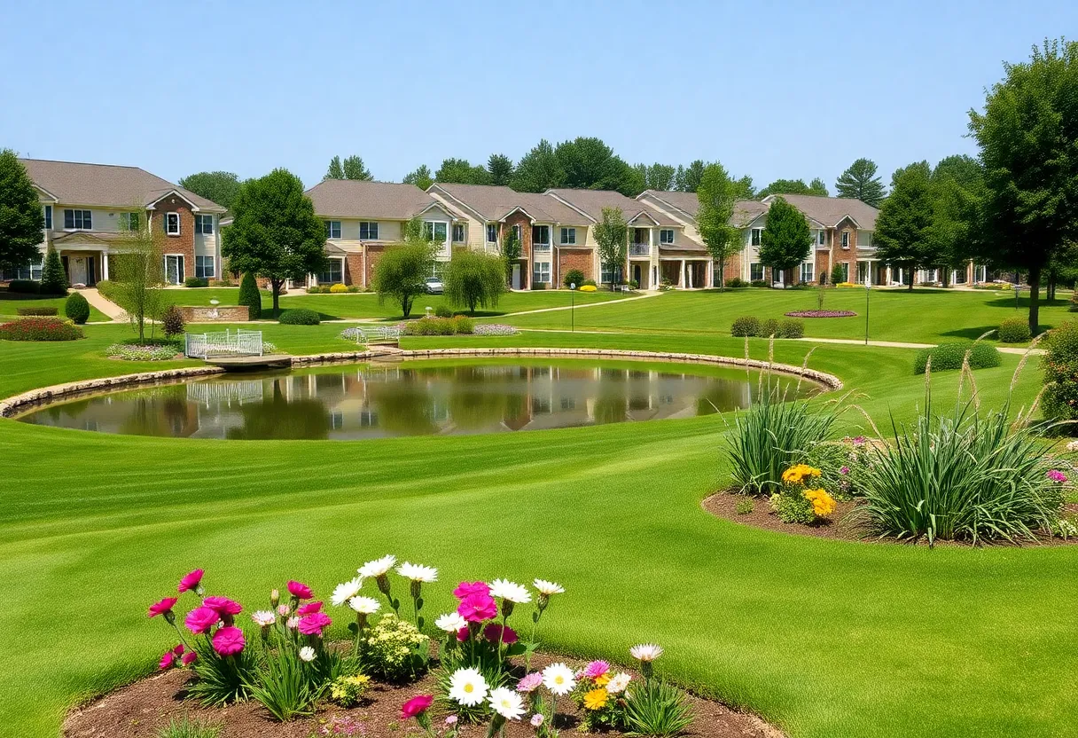 Pond in a retirement community