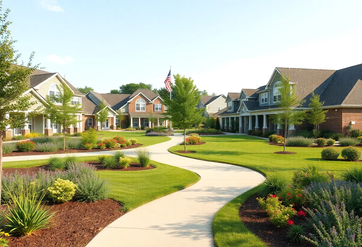 A peaceful scene of a retirement community in Shreveport