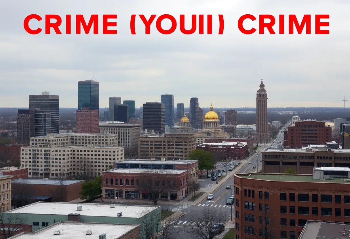 View of Shreveport, Louisiana city skyline with dramatic lighting.