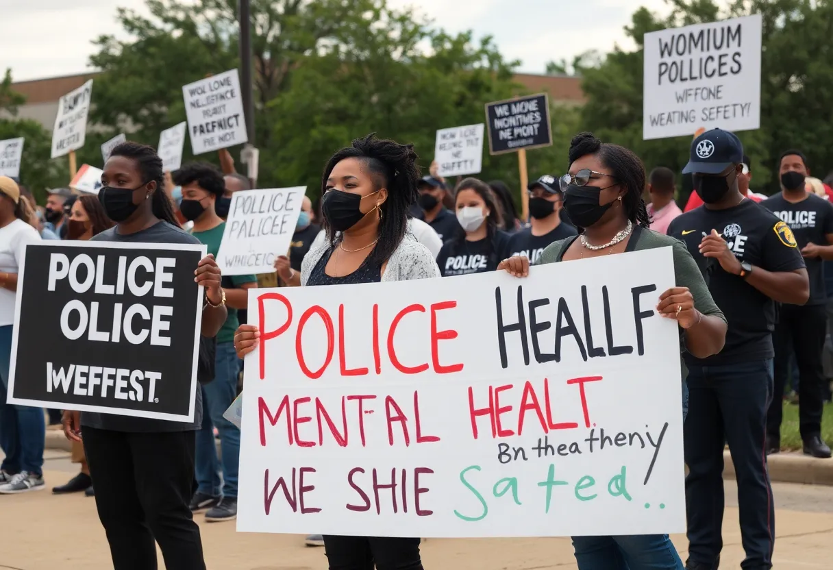 Community members holding signs calling for reforms in Shreveport, Louisiana