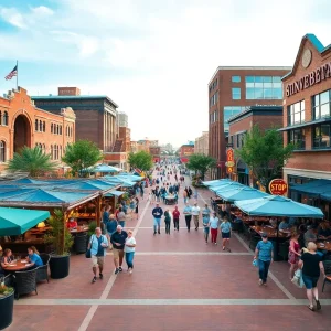 Revitalized downtown area in Shreveport-Bossier with community activities