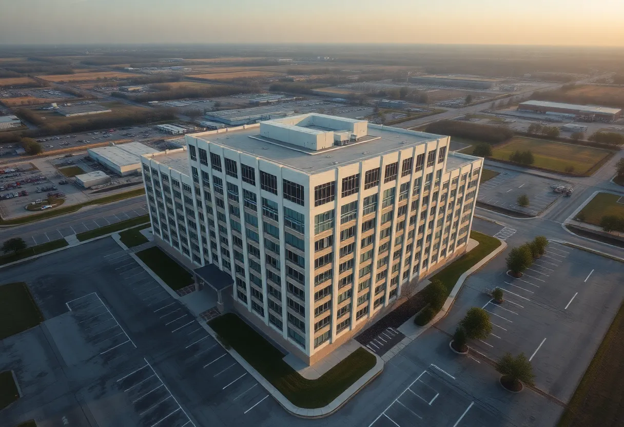 Aerial view of former natural gas provider office in Shreveport, Louisiana