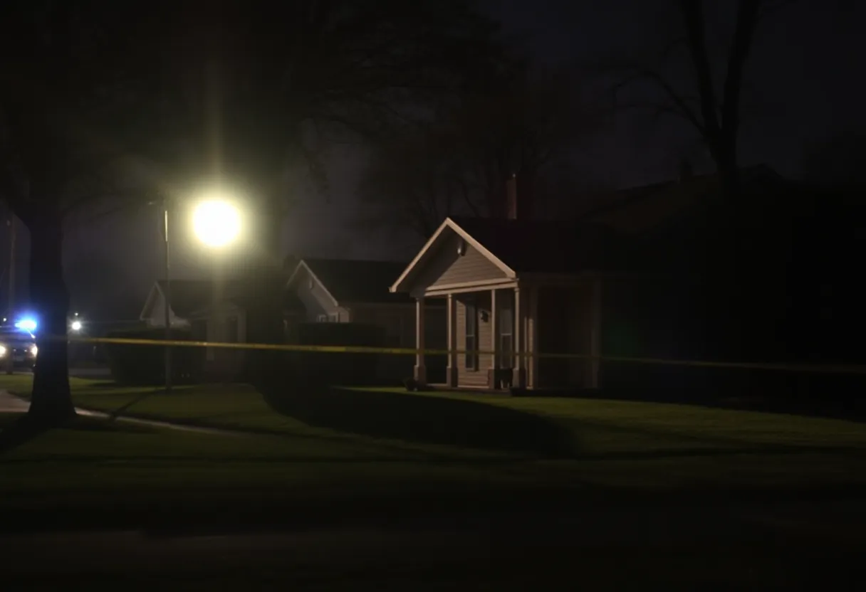 Suburban neighborhood in Shreveport, Louisiana with police presence
