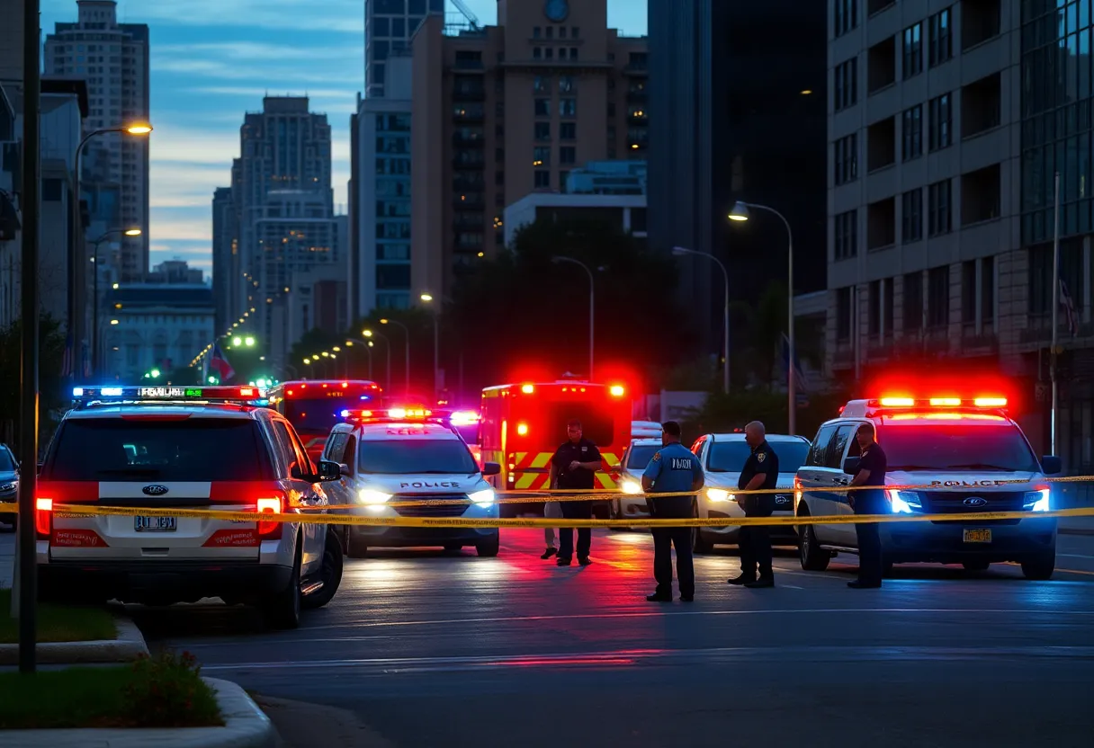 Police securing a crime scene in downtown Shreveport