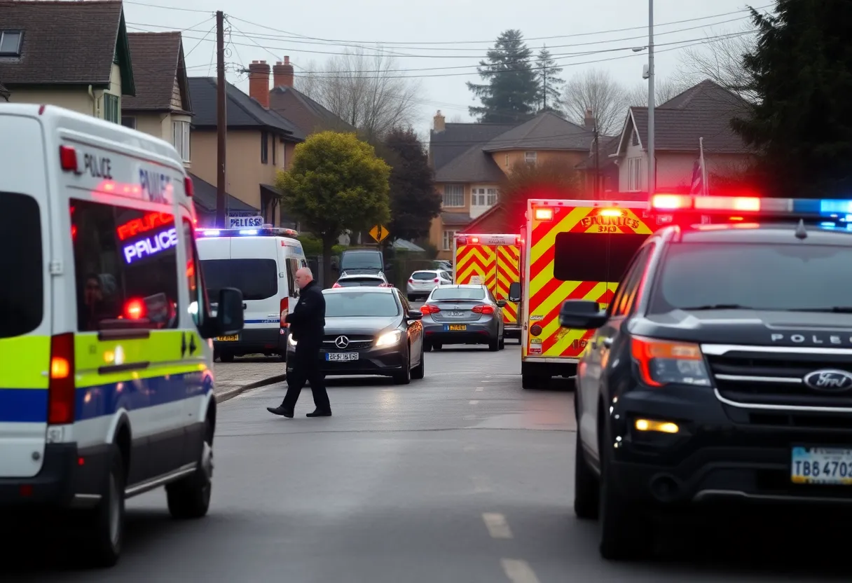 Police and emergency vehicles at a crime scene in Shreveport